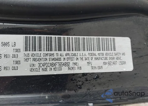 2015 Dodge Journey American Value Pkg z USA, uszkodzony, nr VIN 3C4PDCABXFT654892